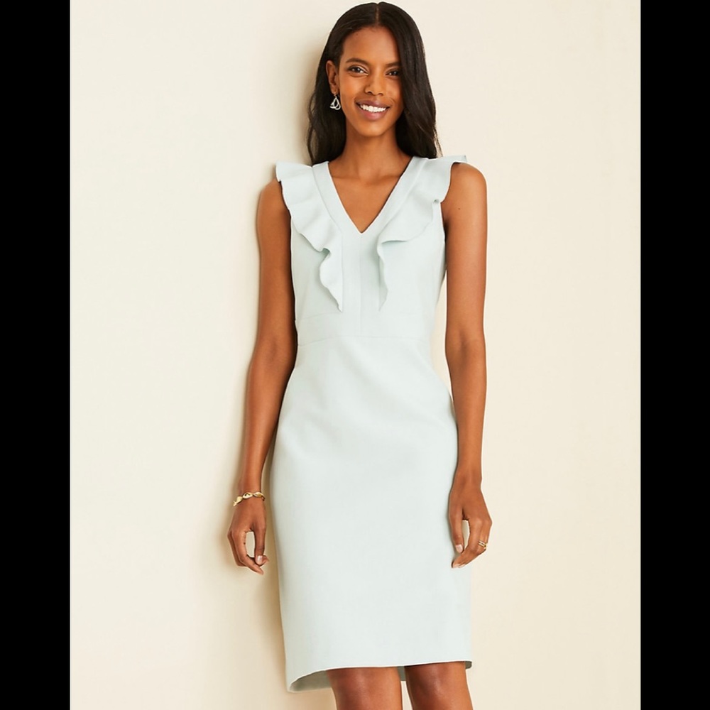 NWOT Ann Taylor Doubleweave Ruffle Sheath Dress 8T